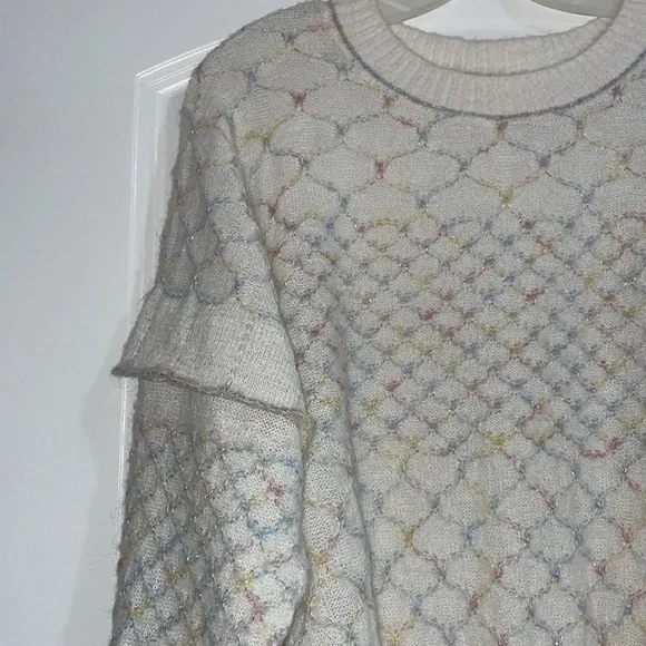 SEE BY CHLOE Iza Women’s Sweater Size S NWT Multicolor White Crew Neck Oversized